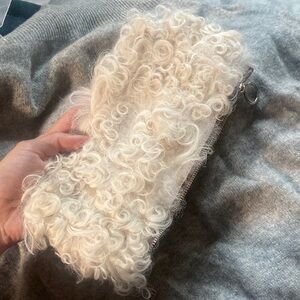 Tory Burch shearling () fur clutch or wallet